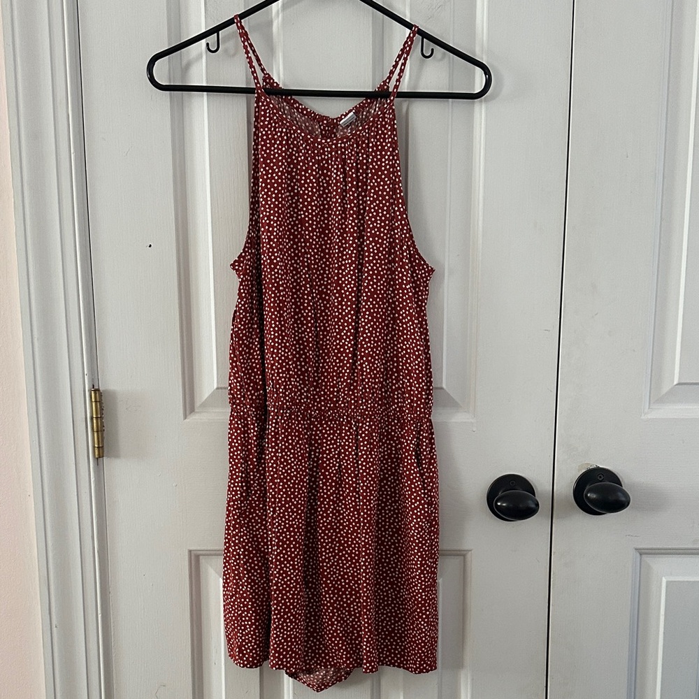 Old Navy Brown and White Polka Dot Romper Size Small S